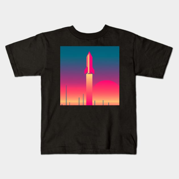 Simple synthwave rocket launch Kids T-Shirt by SJG-digital